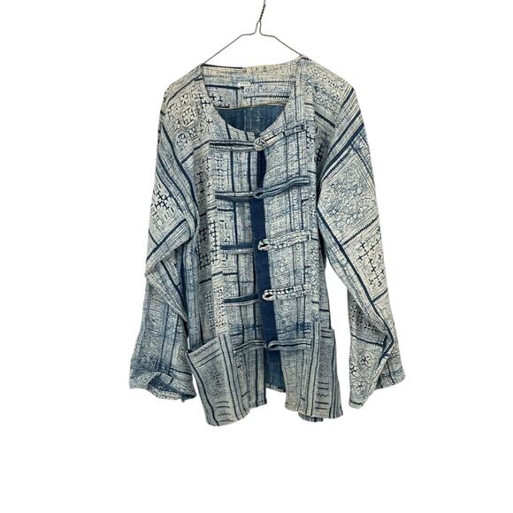 Unbranded Blue White Women's 100% Hemp‎ Cloth Coat - Size Small/Medium - Picture 1 of 12